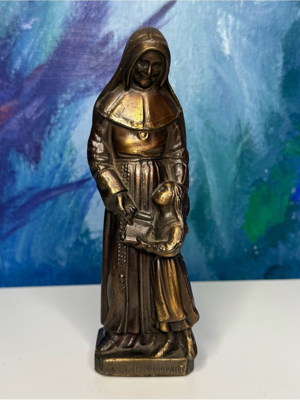 Blessed Julie Billiart Bl. Catholic Vintage Metal Statue Patron Saint Teachers